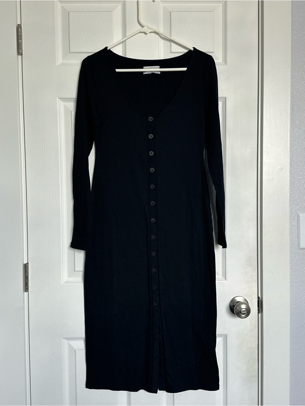 Urban Outfitters Black Long Button-Front Maxi Dress